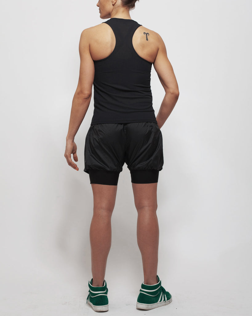 Kor Women's Deep V Racerback Black Tank Top tops kor-nyc