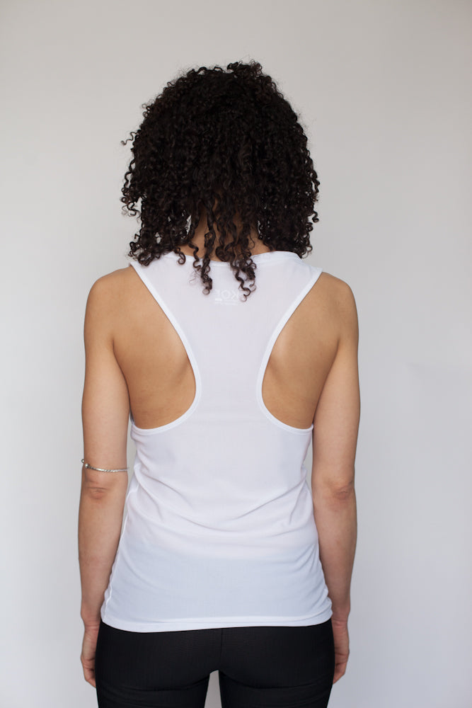 Kor Women's Deep V Racerback White Tank tops kor-nyc